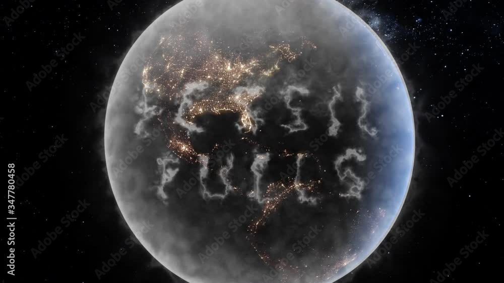 Wall mural polluted earth concept with fossil fuels appearing in the clouds of pollution surrounding the planet