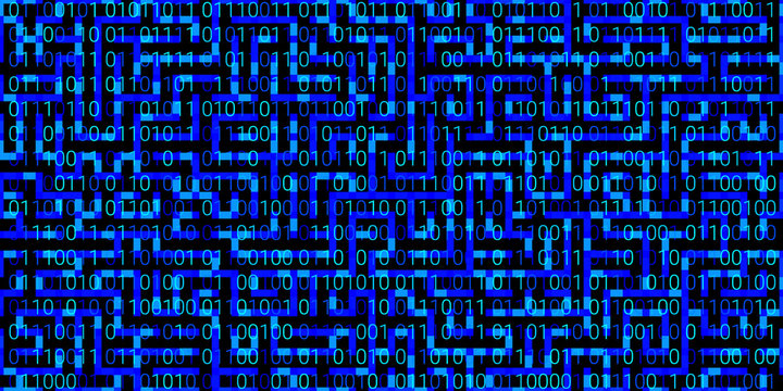 background with blue numbers on a black background. seamless pattern. vector illustration. abstract matrix background