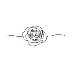 Rose flower continuous line on with background