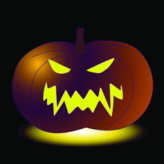 Pumpkin Jack for Halloween. Orange pumpkin on a black background