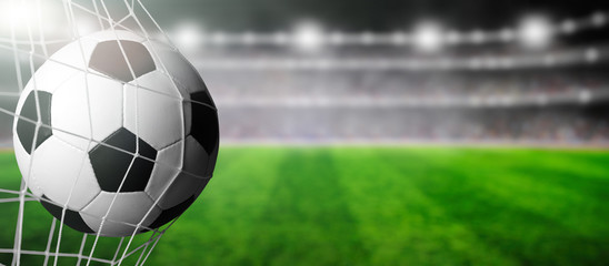 Soccer ball  goal concept on stadium