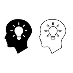 Idea vector icon set. Solution illustration symbol collection. lamp sign. Light Bulb line logo.