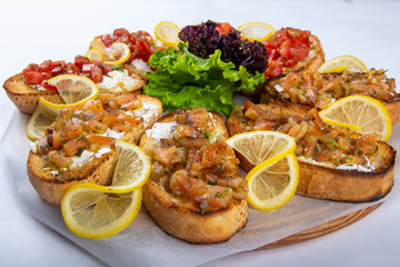cold appetizers sandwiches studio photo for the menu