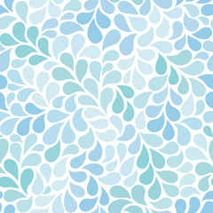 Vector seamless pattern with blue drops. Abstract floral background in blue tones. Stylish monochrome texture.
