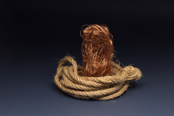 Copper cable, copper filaments to carry electricity.