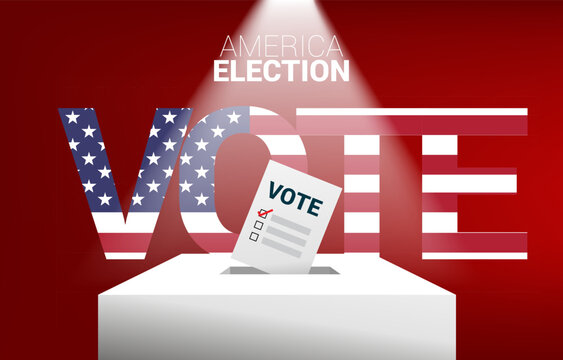 close up businessman hand put their vote to election box. concept for USA election vote theme background.