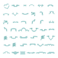 Blue Pastel Ribbon Set In Isolated White Background, Vector Illustration