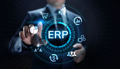 ERP Enterprise resources planning system software business technology.