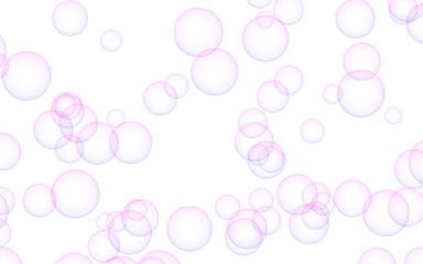 Pink colored background with purple bubbles. Wallpaper, texture purple balloons. 3D illustration