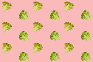 modern bright pop art, texture, lettuce seamless pattern, concept of healthy eating, dieting,...