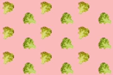 modern bright pop art, texture, lettuce seamless pattern, concept of healthy eating, dieting, snacking at work, at school, student fast food