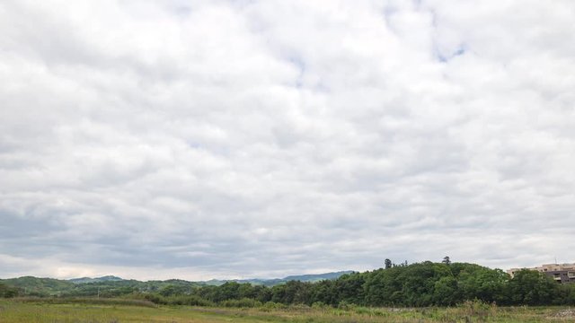 Time lapse animation of cloudy sky taken a picture in the river in Nara Gojo