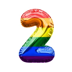 Outdoor-Kissen Number 2 gay pride flag shiny foil balloon. 3D Rendering © ink drop