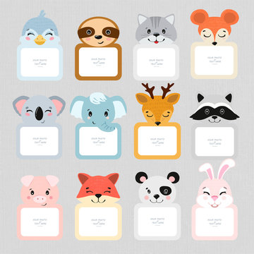 Decorative head animal vector template frames. Those photo frames you can use for kids picture, funny photos, notes, card and memories. Scrapbook design concept. Insert your picture.