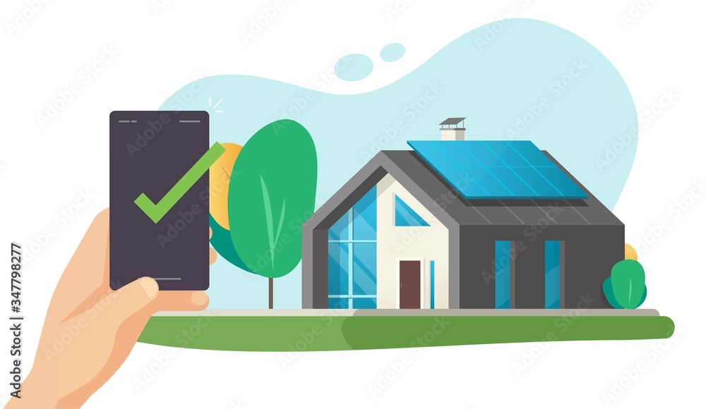 Poster home or house smart control remote wireless technology mobile phone connection or internet distance 