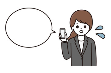 女性 スマホ スーツ 吹き出し イラスト
