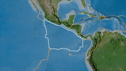 Outlined Cocos plate. Satellite imagery A