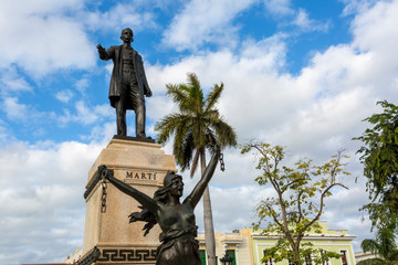 Parque de Libertad,. Spanish style plaza in the centre of Matanzas. Liberty statue in the centre...