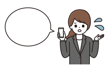 女性 スマホ スーツ 吹き出し イラスト