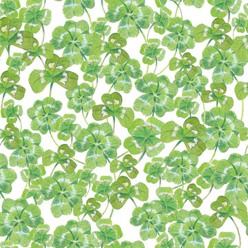 watercolor seamless pattern with cloverleaf