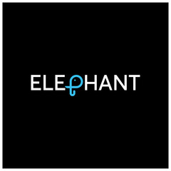 Obraz premium Abstract elephant vector logo design. Creative linear animal gold logotype