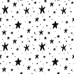 Seamless minimalistic vector pattern with black stars