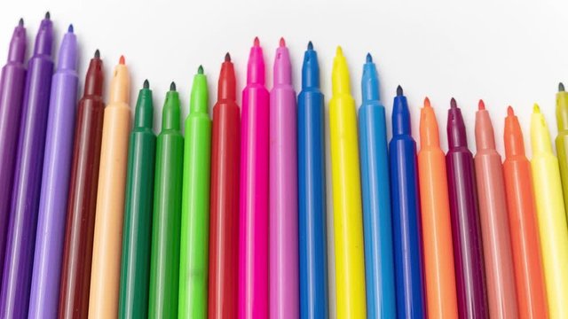 multi coloured colour pens flip animation time lapse time-lapse picture animation colourful 4k