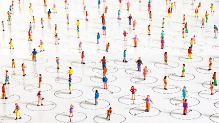 Explaining social distancing by creating circles around human figures