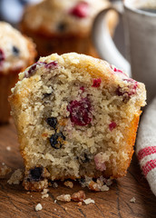 Closeup of a Blueberry and Cranberry Muffin