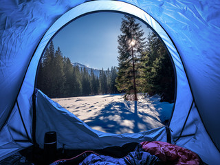 View from tent to Koscieliska valley in Tatra mountains © shaiith