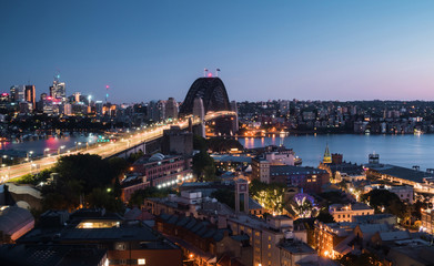 Obraz premium Aerial view of Sydney with Harbour Bridge, Australia