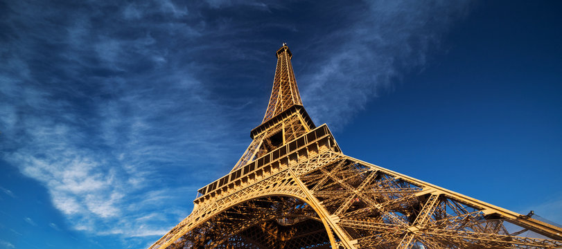 blu sky and Eiffel tower, Paris. France