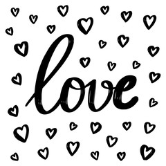 Love lettering hearts background vector