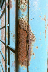 rust prod brown blue got the rail of the balcony a unique background texture macro photo