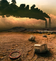 Water pollution in post-industrial areas, world in 2050 year
