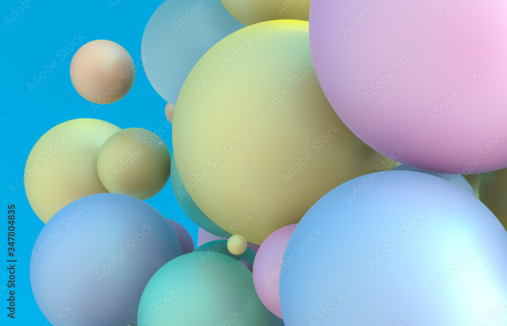 Aufkleber abstract 3d art background. pastel geometric floating liquid blobs, soap bubbles, sphere.