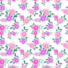 Repeat watercolor pattern with floral concept