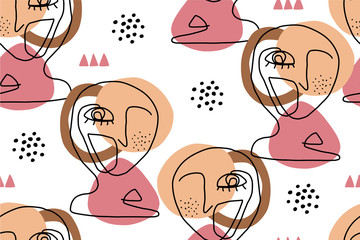 Seamless abstract pattern with face.