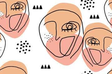 Seamless abstract pattern with face.