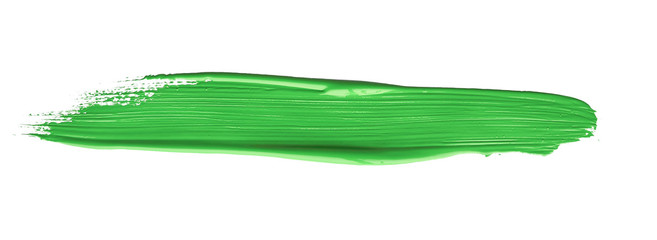 Green chroma brush stroke paiting over isolated background, canvas watercolor texture