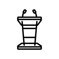 speaker podium with microphones icon vector. speaker podium with microphones sign. isolated contour symbol illustration