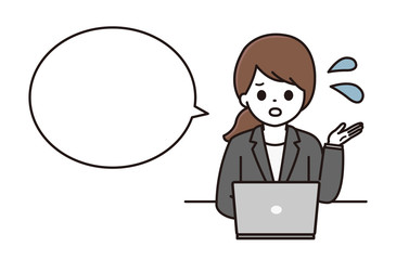女性 パソコン スーツ 吹き出し イラスト