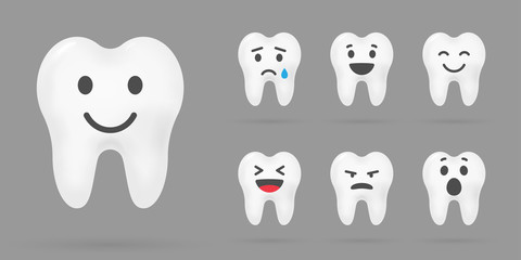 Obraz premium Teeth with smile illustration. Dental care icons