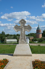 Cross of worship on the territory of the Epiphany Old-Golutvin monastery in Kolomna, Russia