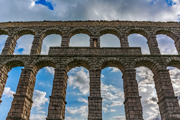 Fototapeta na wymiar The famous Roman aqueduct of Segovia in Spain. Heritage of humanity by unesco.