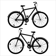 Urban black bike. Vector illustration isolated on a white background. Icon, logo flat style