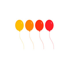 This is a set of colored balloons isolated on white background. Vector cartoon illustration. It could be used for postcards, banners, flyers, postcards, holiday decorations.