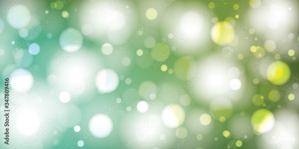 Poster abstract light background with bokeh effects in green and yellow colors