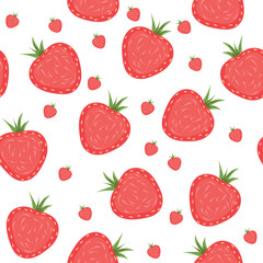 Seamless pattern with pieces of strawberries. Vector illustration.
