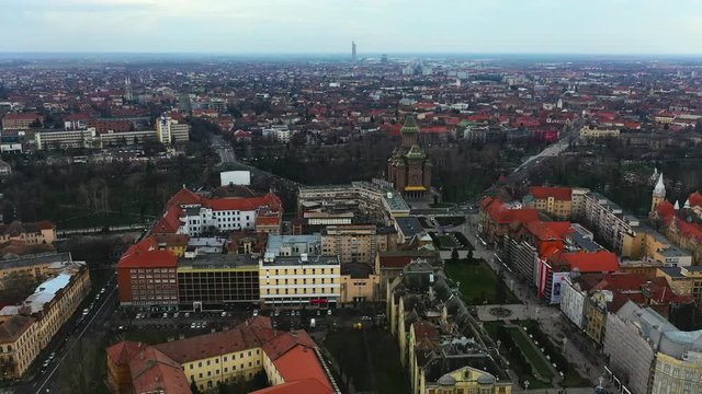 Timisoara downtown aerial footage